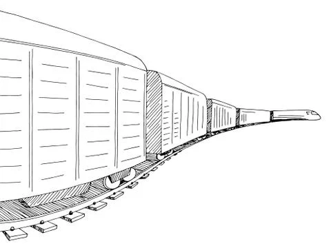 Freight train graphic black white sketch illustration vector Stock Illustration