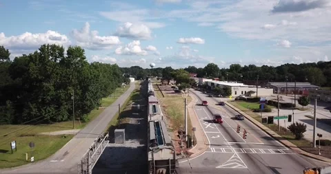 Freight Train in Henry County Georgia Drone Aerial View Stock Footage 159270655