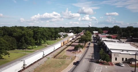 Freight Train in Henry County Georgia Drone Aerial View Stock Footage 159270705