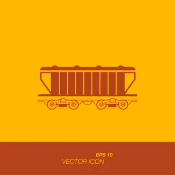 Freight train icon in flat style. Stock Illustration