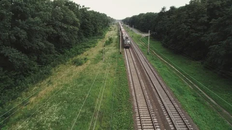 Freight train with laden wagons.  Stock Footage 96445318