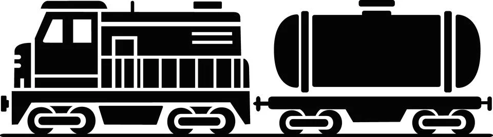 Freight train with liquid cargo tank wagon Stock Illustration