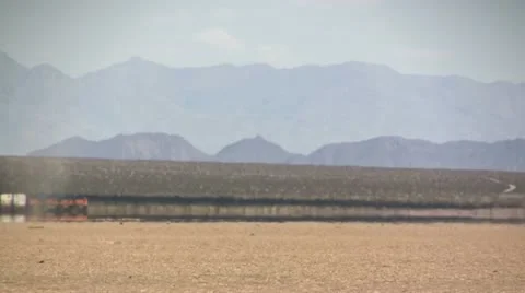 Freight train in the Mojave Desert (timelapse) Stock Footage 11266157