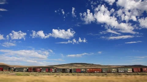 Freight Train in the Montana Countryside Stock Footage