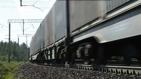 Freight train in motion Stock Footage 22759900