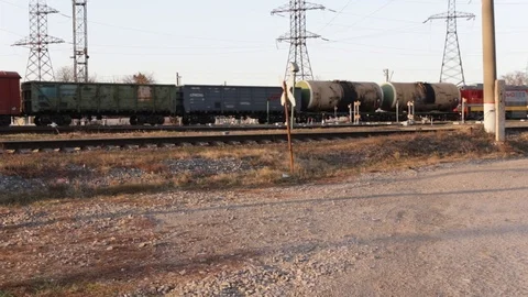  freight train movement by railway Stock Footage 119791650