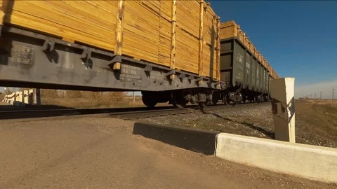 Freight train moving Stock Footage 97393669