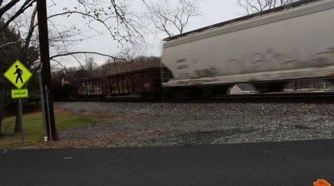 Freight train moving quickly through frame. Stock Footage 45494475
