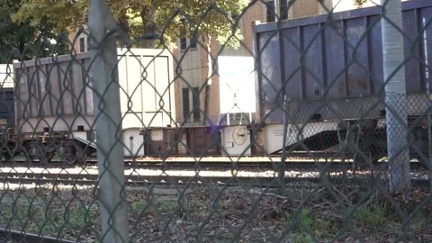 Freight train moving on tracks Stock Footage 143934989