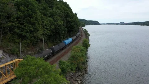 Freight Train in New York Stock Footage 128846004