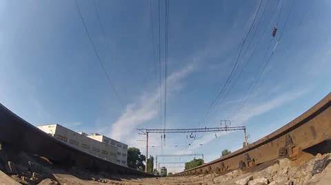 Freight train, over camera position Stock Footage 24826462