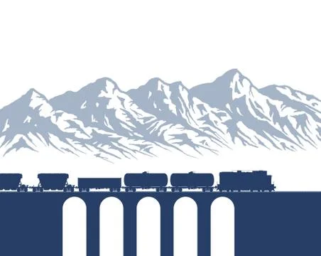 Freight Train over mountains Ilustração Stock