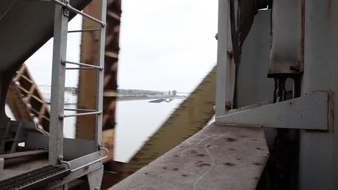 Freight Train Over River Stock Footage 79038348