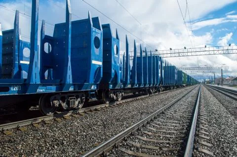 Freight train is parked Stock Photos