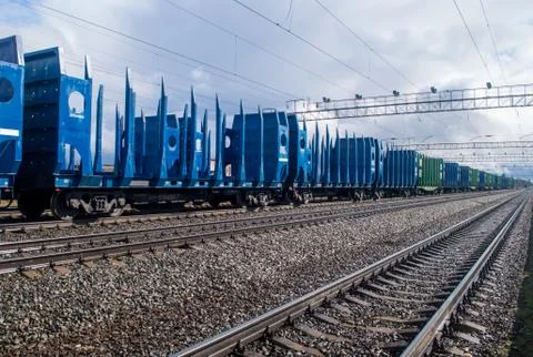 Freight train is parked Stock Photos