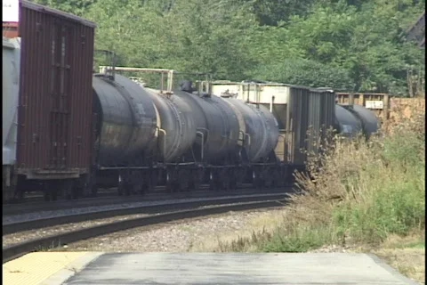Freight Train Passes  Stock Footage 297598