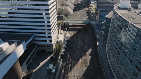 Freight Train Passing by downtown Toronto Stock Footage 172101958
