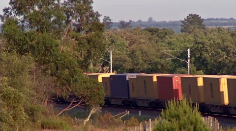 Freight train passing Stock Footage 48161386