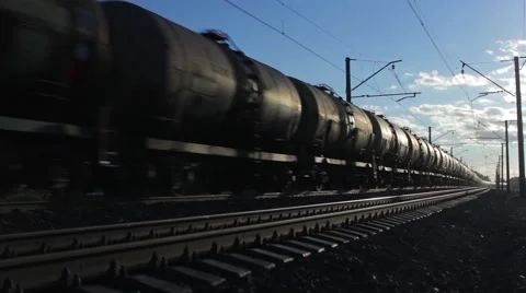 Freight Train Passing By Railway At Sunset Stock Footage 67817573