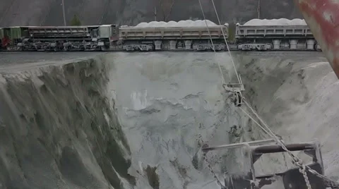 Freight train pours asbestos dust Stock Footage 54058731