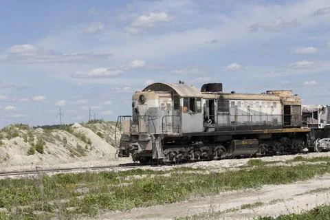 A freight train powered by natural resource production 写真素材