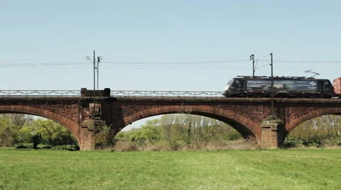 Freight train on Railway bridge 動画素材 49316116
