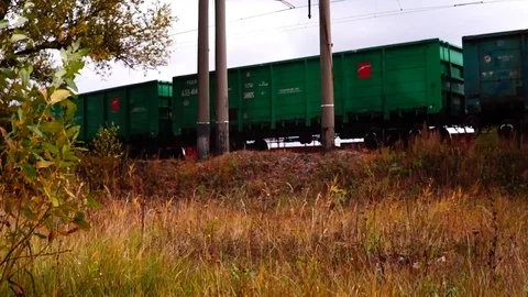Freight train rides by rail. Stock Footage 96066866