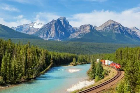 Freight train on the Rockies Stock Photos