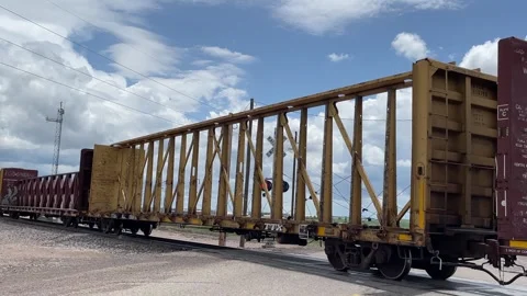 Freight train rolling past Cheyenne Wyoming Stock Footage 242955661