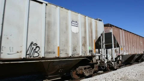 Freight Train Running Down the Tacks Stock Footage 98882457