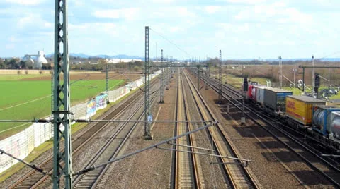 Freight train runs via Bonn Video stock 22826677