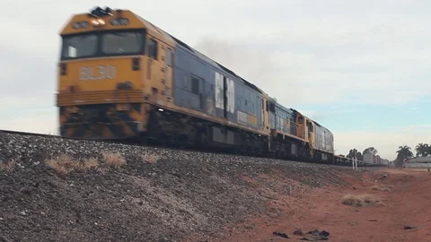 Freight Train Rushing Past Stock Footage 91417037