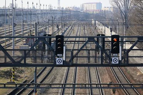 Freight train station in Brno Stock Photos