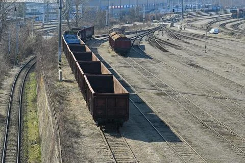 Freight train station in Brno Stock Photos