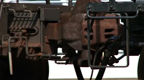 Freight Train Tanker Hitch Coupler in Motion Stock Footage 11888089