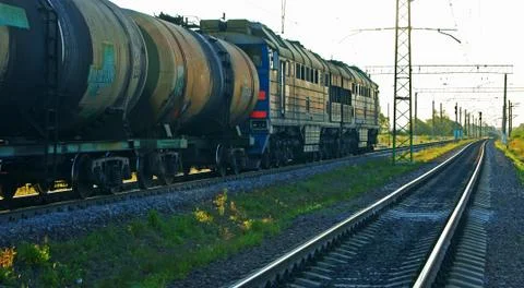 Freight train with tanks Stock Photos