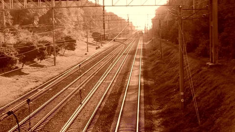 Freight Train On The Top View In Retro Stock Footage 84739323
