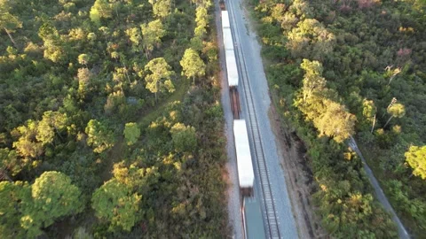 Freight Train On Tracks Video stock 254813009
