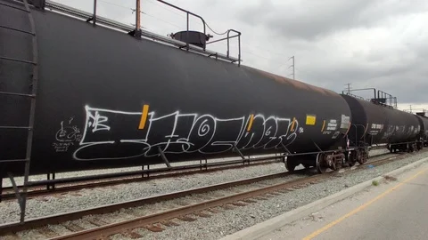 Freight Train on Tracks Platform Cargo Los Angeles California USA Stock Footage 127013441