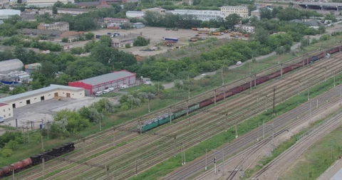 Freight train traffic in an industrial area. Astana, Kazakhstan. Stock Footage 101934036