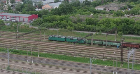 Freight train traffic in an industrial area. Astana, Kazakhstan. Stock Footage 101934110