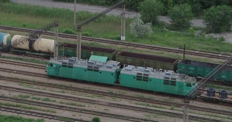 Freight train traffic in an industrial area. Astana, Kazakhstan. Stock Footage 101935162