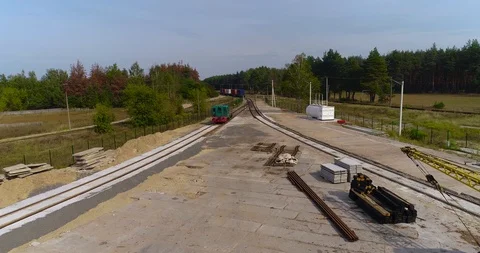 Freight train transports containers view from the drone, transportation of cargo Stock Footage 103501938