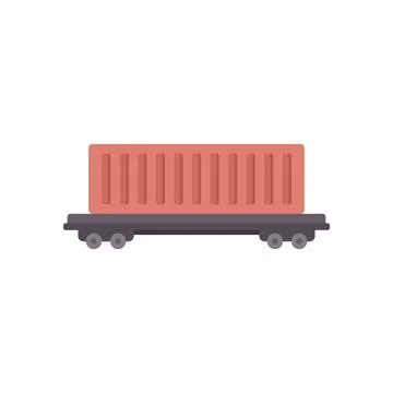 Freight train wagon carrying cargo container delivering goods Stock Illustration