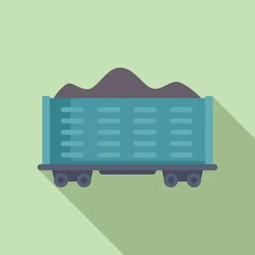 Freight train wagon carrying coal illustration on green background Stock Illustration