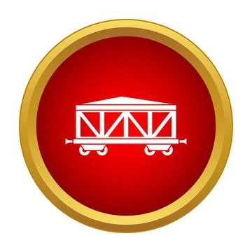 Freight train wagon container icon in red circle イラスト素材