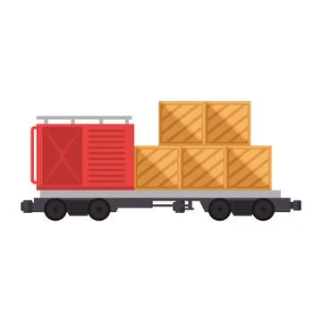 Freight train wagon with containers logistic service Stock Illustration