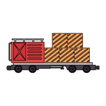 Freight train wagon with containers logistic service Stock Illustration