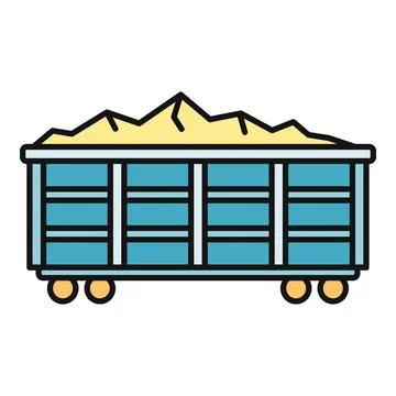 Freight train wagon transporting bulk cargo material outline Stock Illustration