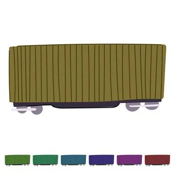 Freight train wagon transporting cargo for logistics industry graphic Stock Illustration